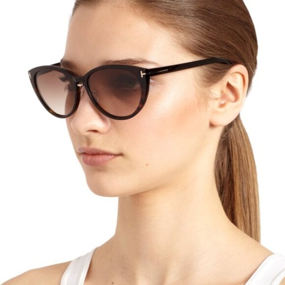 Tom Ford Gina Oversized Sunglasses Womens Brown Gradient TF 345 T Logo Plastic main image 10